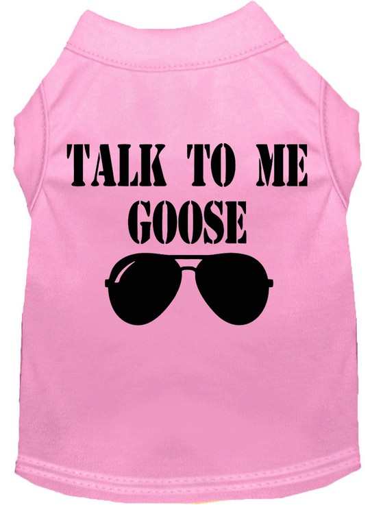 Talk to me Goose Screen Print Dog Shirt Light Pink Lg